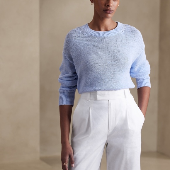 BANANA REPUBLIC Cotton Textured Sweater in Eru (Cream), Size Large - Picture 6 of 7